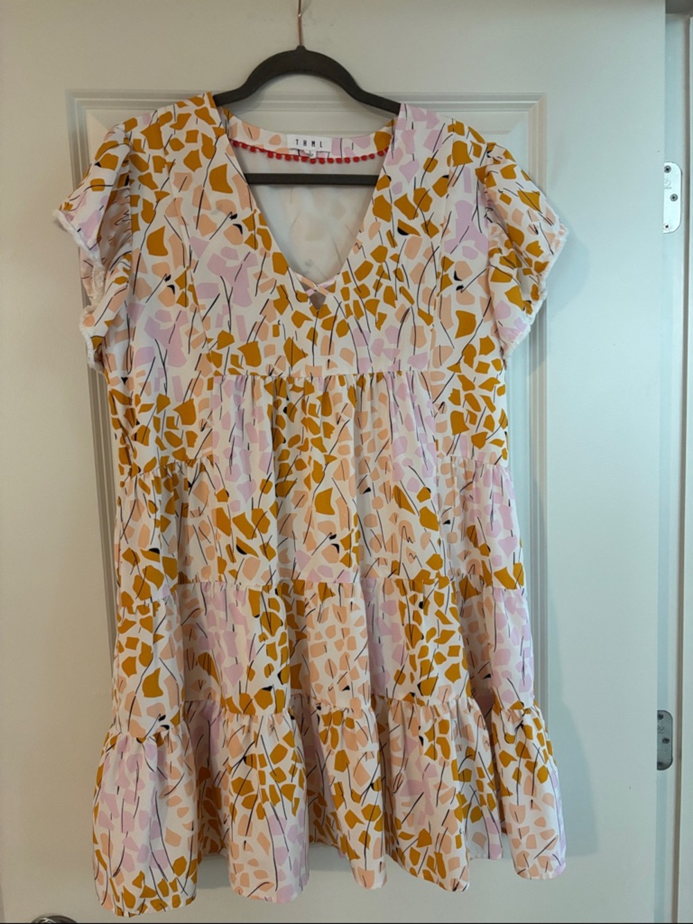 THML Floral Tiered Dress - Pink & Mustard